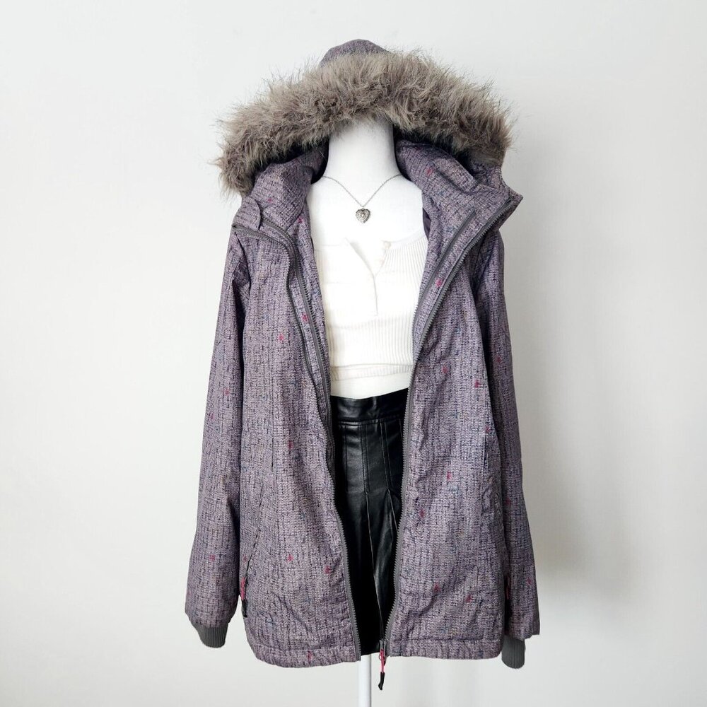 Gray Sprinkle Fur Hood Jacket‎ XL Zip Multi Sport Winter Hawke & Co Performance